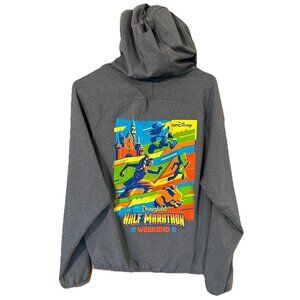 DISNEYLAND RUN DISNEY HALF MARATHON 1/4 ZIP Hoodie PULLOVER GRAY ADULT SZ Lg